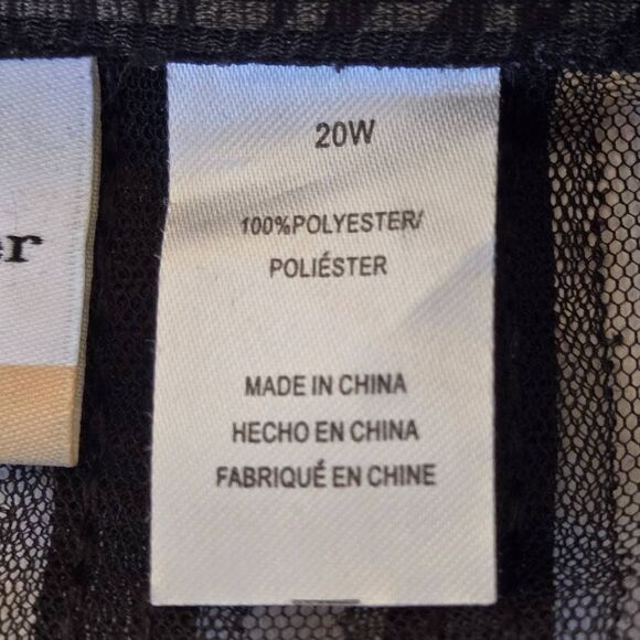 Alfred Dunner Womens Sheer Striped Long Sleeve Button Down Blouse Black Size 20W - Picture 9 of 12